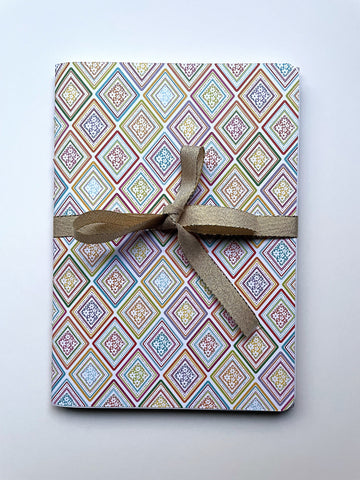 Colourful floral and diamonds large notebooks set of 2 for Christmas, children's birthdays