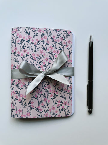 Pink and blue roses and florals notebooks set of 2--for Christmas, birthdays, weddings