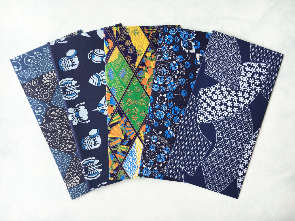 Jumbo premium origami money envelopes in blue and indigo--set of 5 for Lunar New Year, Eid, Christmas and weddings
