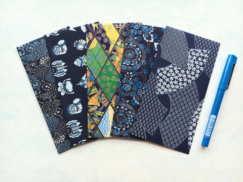 Jumbo premium origami money envelopes in blue and indigo--set of 5 for Lunar New Year, Eid, Christmas and weddings