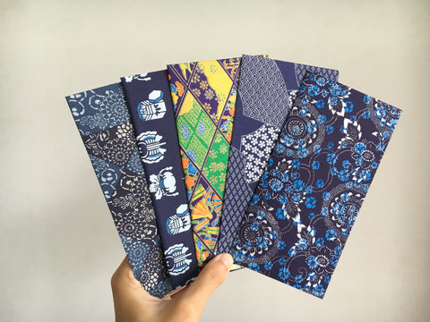Jumbo premium origami money envelopes in blue and indigo--set of 5 for Lunar New Year, Eid, Christmas and weddings