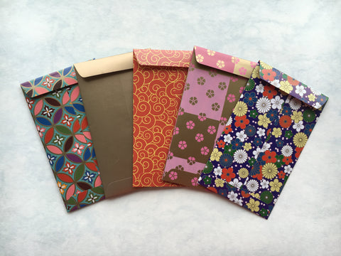 Gold and red money envelopes for Chinese New Year--set of 5