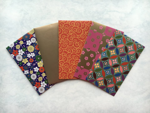 Gold and red money envelopes for Chinese New Year--set of 5