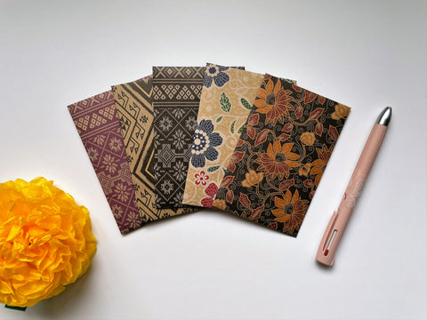 Elegant batik money envelopes on kraft paper for Eid in jumbo, wide and horizontal sizes