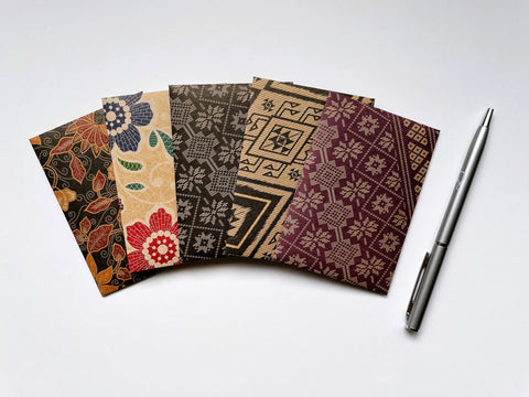 Elegant batik money envelopes on kraft paper for Eid in jumbo, wide and horizontal sizes