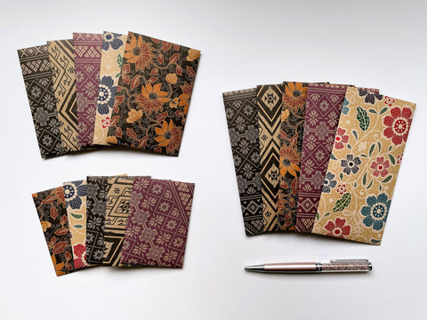 Elegant batik money envelopes on kraft paper for Eid in jumbo, wide and horizontal sizes