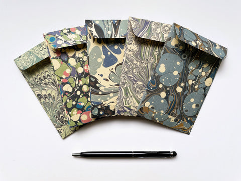 Green and blue artistic marbled money envelopes in wide and horizontal sizes for Eid, Christmas, weddings and birthday celebrations