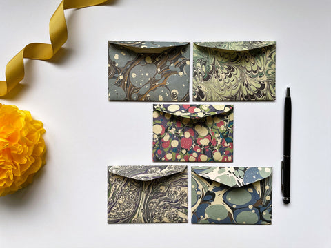 Green and blue artistic marbled money envelopes in wide and horizontal sizes for Eid, Christmas, weddings and birthday celebrations