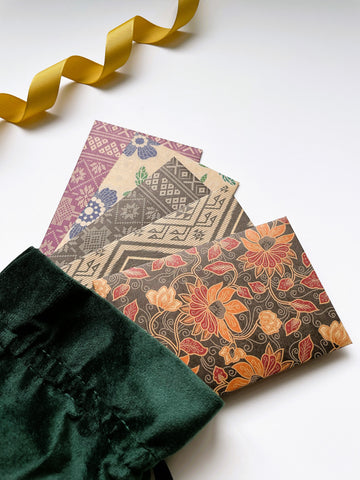 Elegant batik money envelopes on kraft paper for Eid in jumbo, wide and horizontal sizes