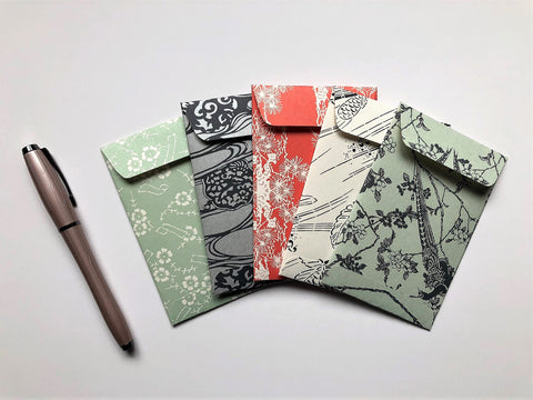Japanese nature motifs money envelopes for Lunar New Year, Christmas, Eid, weddings, birthdays in wide design, for men and women