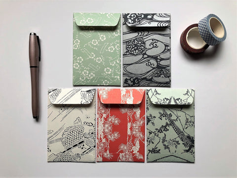 Japanese nature motifs money envelopes for Lunar New Year, Christmas, Eid, weddings, birthdays in wide design, for men and women
