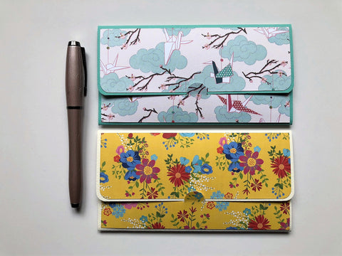 Yellow flowers and blue cranes long money envelopes set of 2 for Chinese New Year, Christmas, Eid, kids birthdays, baby showers