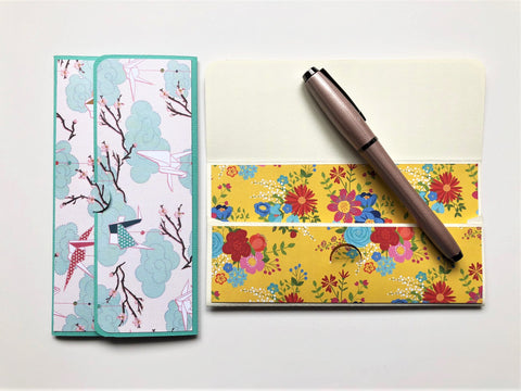 Yellow flowers and blue cranes long money envelopes set of 2 for Chinese New Year, Christmas, Eid, kids birthdays, baby showers