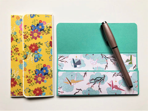 Yellow flowers and blue cranes long money envelopes set of 2 for Chinese New Year, Christmas, Eid, kids birthdays, baby showers