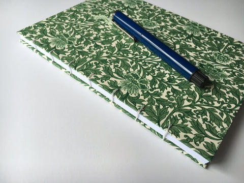 Handmade journals with beautiful exposed coptic stitch binding and blank inner pages
