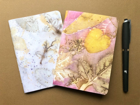hanakrafts x melo.handmades Mother's Day collection: pink and white hand-dyed notebooks set of 2