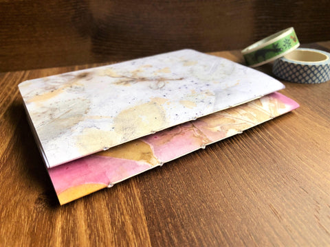 hanakrafts x melo.handmades Mother's Day collection: pink and white hand-dyed notebooks set of 2