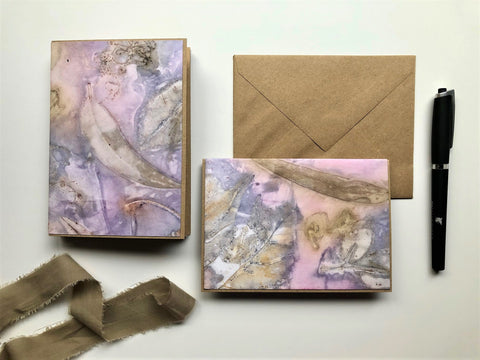 hanakrafts x melo.handmades Mother's Day collection: hand-dyed card sets on kraft paper with matching envelopes (set of 4)