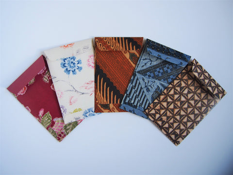 Modern batik money envelopes for Eid--set of 5 in wide design