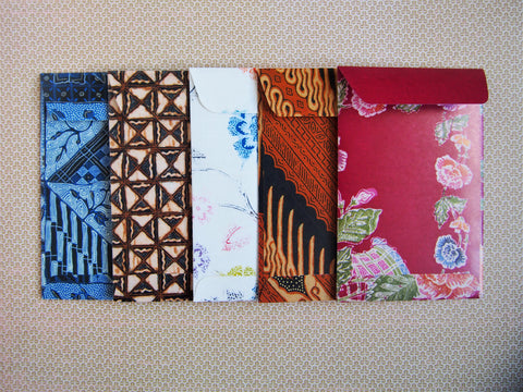 Modern batik money envelopes for Eid--set of 5 in wide design