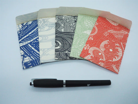 Japanese swirls and flourishes money envelopes--set of 5 in jumbo or wide size