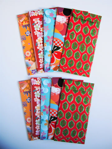 Bright and beautiful origami money envelopes for Eid and Lunar New Year--set of 10 in jumbo design