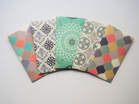Traditional Moroccan tiles money envelopes--set of 5 in tall design