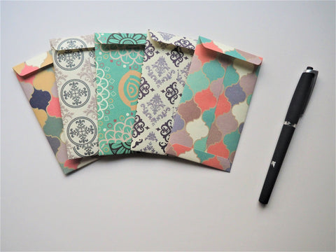 Traditional Moroccan tiles money envelopes--set of 5 in tall design