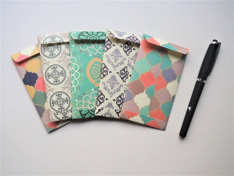 Traditional Moroccan tiles money envelopes--set of 5 in tall design