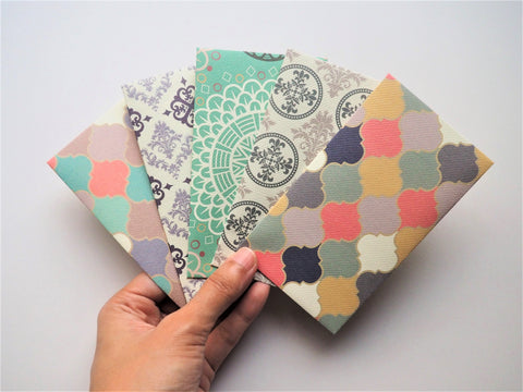 Traditional Moroccan tiles money envelopes--set of 5 in tall design
