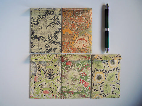 Exotic florals Eid Mubarak stamped money envelopes--set of 5 in wide design