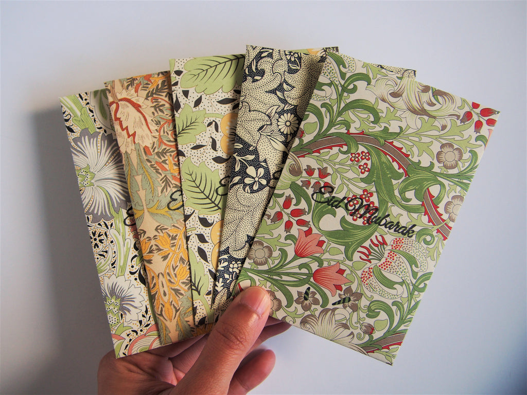 Exotic florals Eid Mubarak stamped money envelopes--set of 5 in wide design