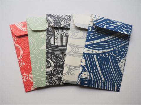 Japanese swirls and flourishes money envelopes--set of 5 in jumbo or wide size