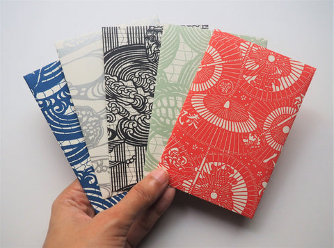 Japanese swirls and flourishes money envelopes--set of 5 in jumbo or wide size