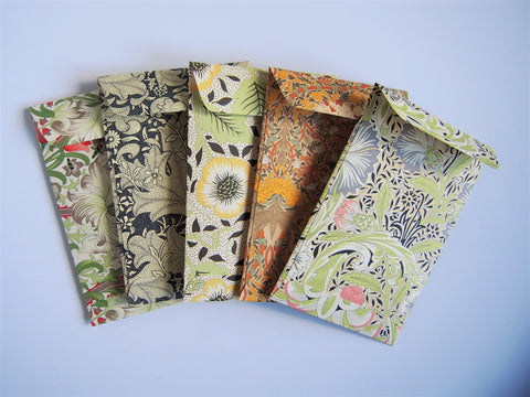 Exotic florals Eid Mubarak stamped money envelopes--set of 5 in wide design