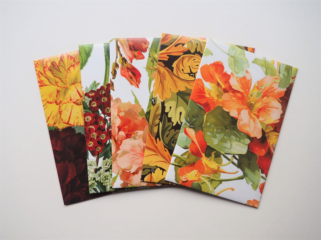 Peachy blooms money envelopes for Eid, Chinese New Year and Christmas--set of 5 in wide or horizontal size