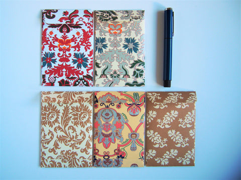 Elegant arabesque Eid Mubarak stamped money envelopes--set of 5 in wide design