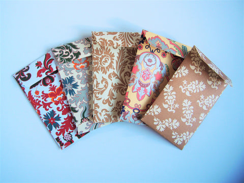 Elegant arabesque Eid Mubarak stamped money envelopes--set of 5 in wide design