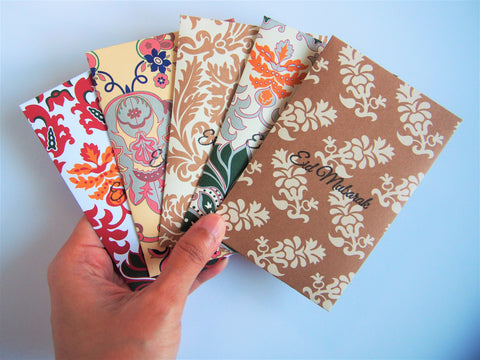 Elegant arabesque Eid Mubarak stamped money envelopes--set of 5 in wide design