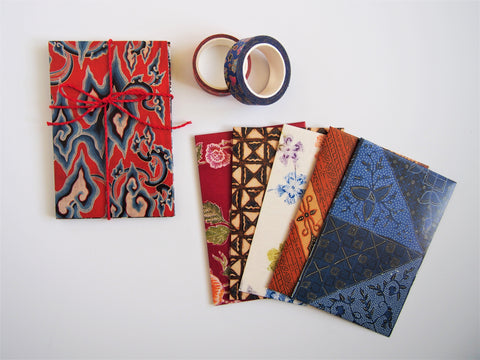 Modern batik money envelopes for Eid--set of 5 in wide design