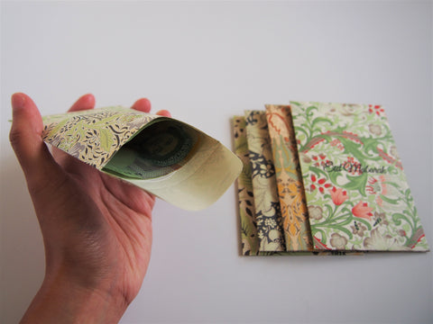 Exotic florals Eid Mubarak stamped money envelopes--set of 5 in wide design