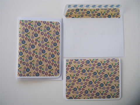 Nordic florals card set--set of 4 handmade cards and lined envelopes
