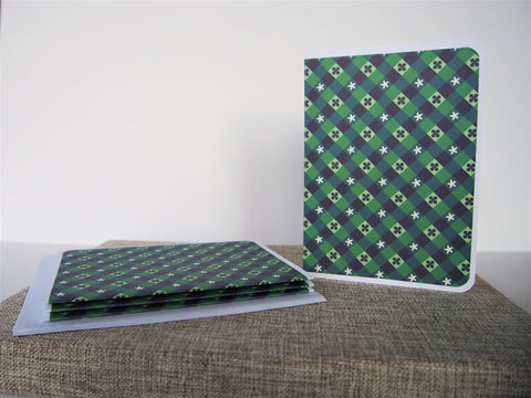 Forest green weaves elegant card set--set of 4 handmade cards and matching lined envelopes