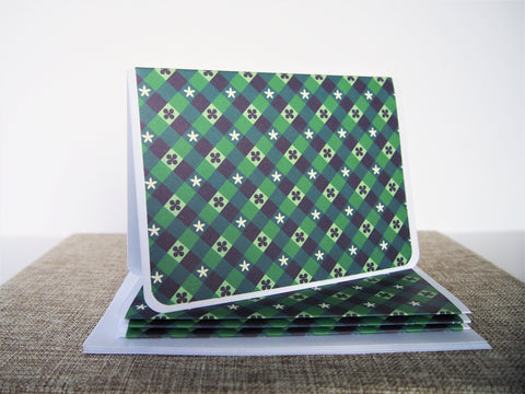 Forest green weaves elegant card set--set of 4 handmade cards and matching lined envelopes