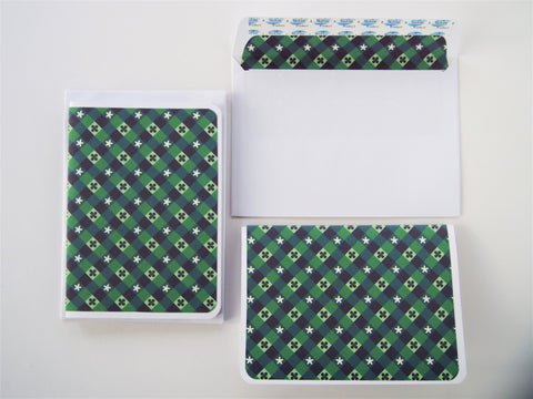 Forest green weaves elegant card set--set of 4 handmade cards and matching lined envelopes