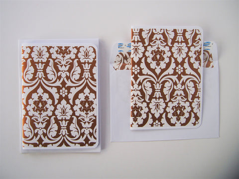 Gold arabesque luxury card set--set of 4 handmade blank cards and matching lined envelopes for letter writing