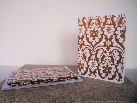 Gold arabesque luxury card set--set of 4 handmade blank cards and matching lined envelopes for letter writing
