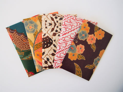 Vintage batik money envelopes for Eid--set of 5 in wide design
