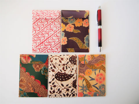 Vintage batik money envelopes for Eid--set of 5 in wide design