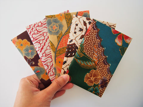 Vintage batik money envelopes for Eid--set of 5 in wide design
